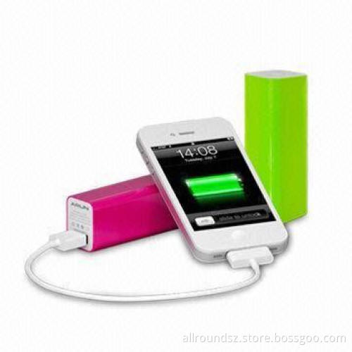 Colorful Lipstick-shaped Power Bank with 2,600mAh Capacity